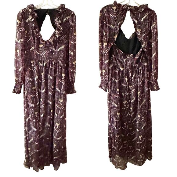 Disturbia Modern Mystic Puff Sleeve Witchy Gothic Maxi Dress Size 4 - Picture 3 of 10